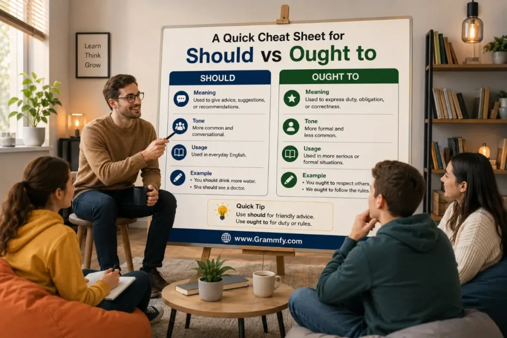 A quick cheat sheet for "Should vs Ought to"