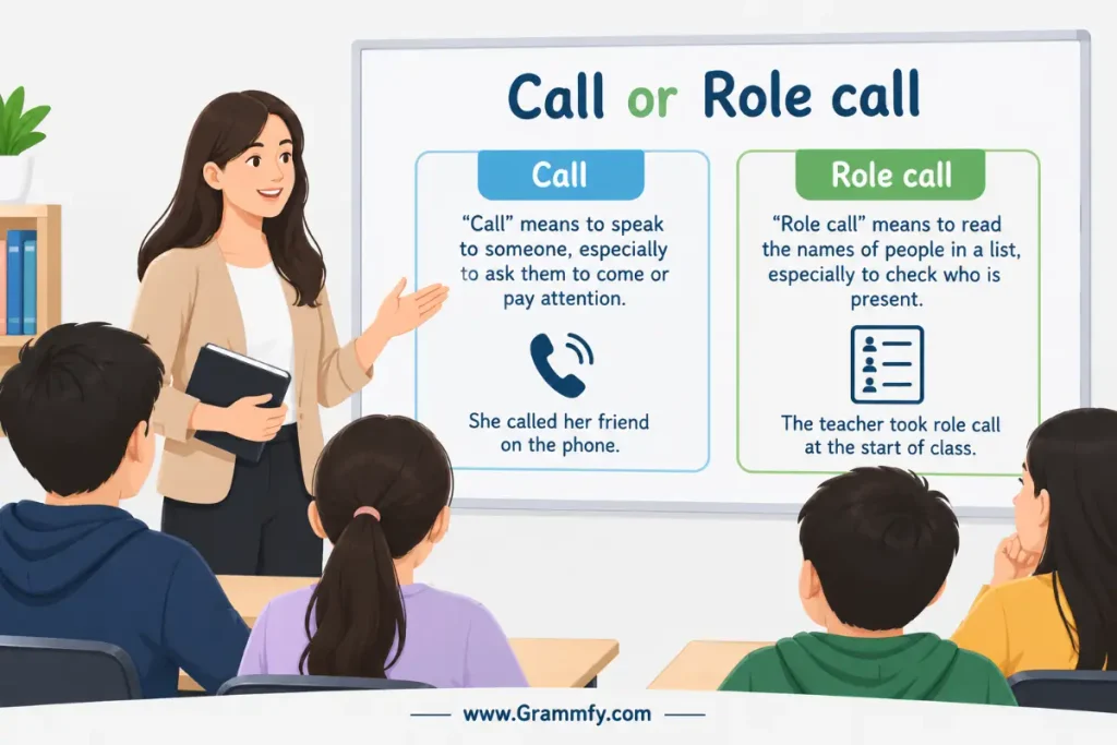 A simple decision tree about Roll call or Role call