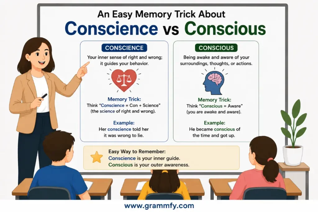 An Easy Memory Trick About "Conscience vs Conscious"