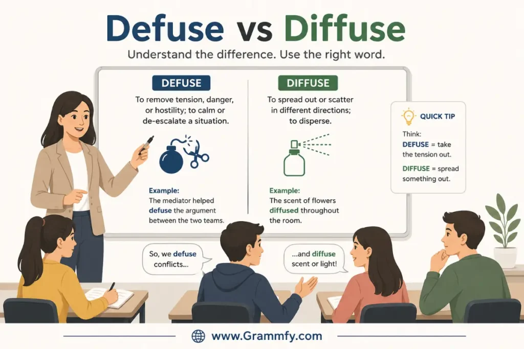 Best Word for an Essay "Defuse vs Diffuse"