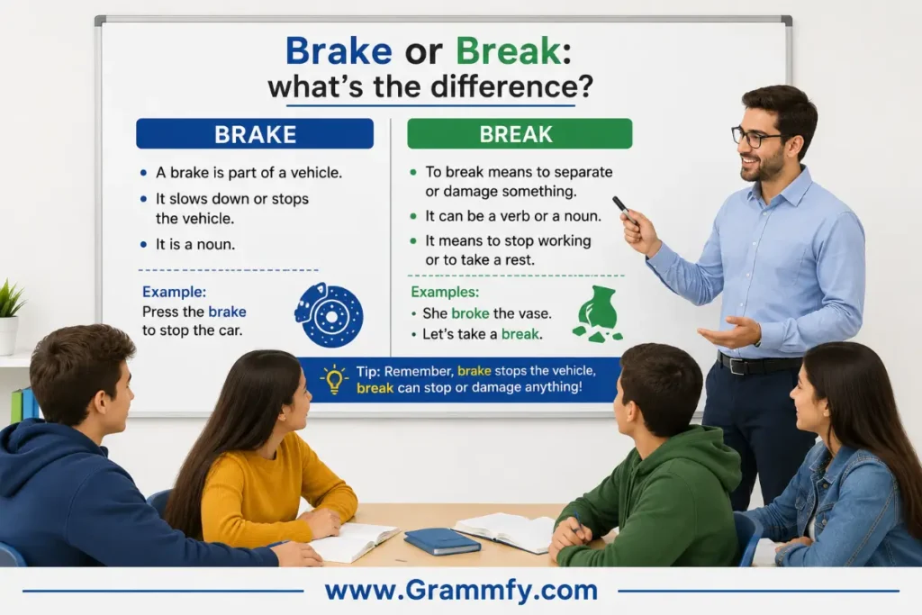 "Brake or Break": what's the difference?