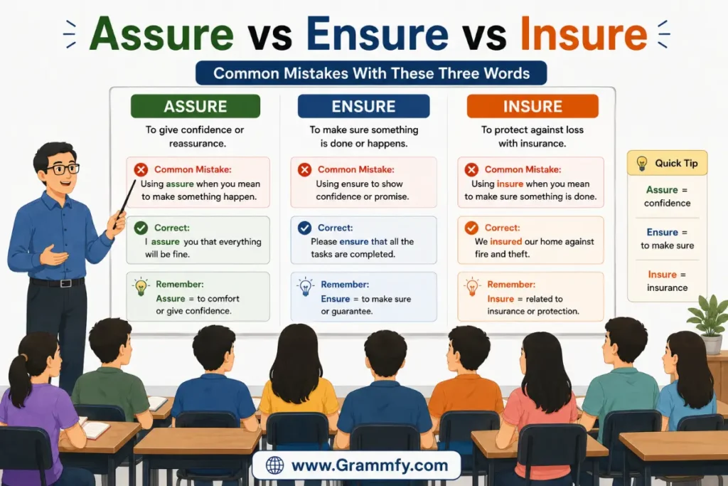 Common Mistakes With These Three Words "Assure vs Ensure vs Insure"