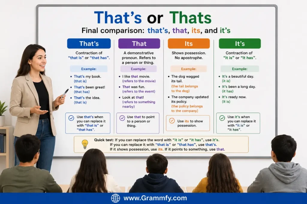 Final comparison that's or thats