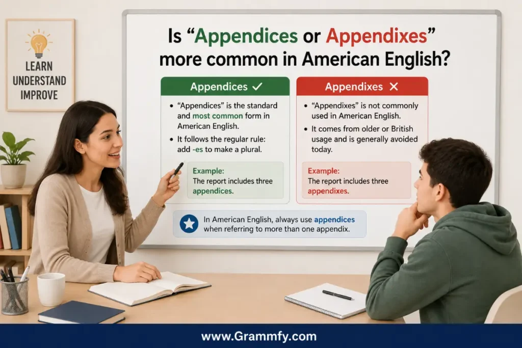 Is "Appendices or Appendixes" more common in American English?
