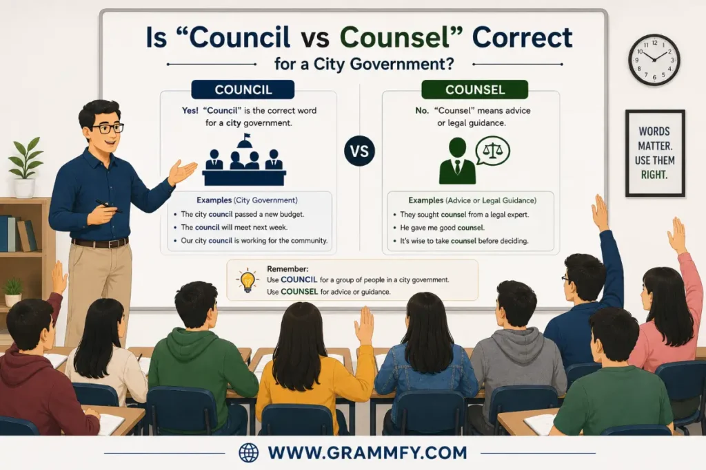 Is "Council vs Counsel" correct for a city government