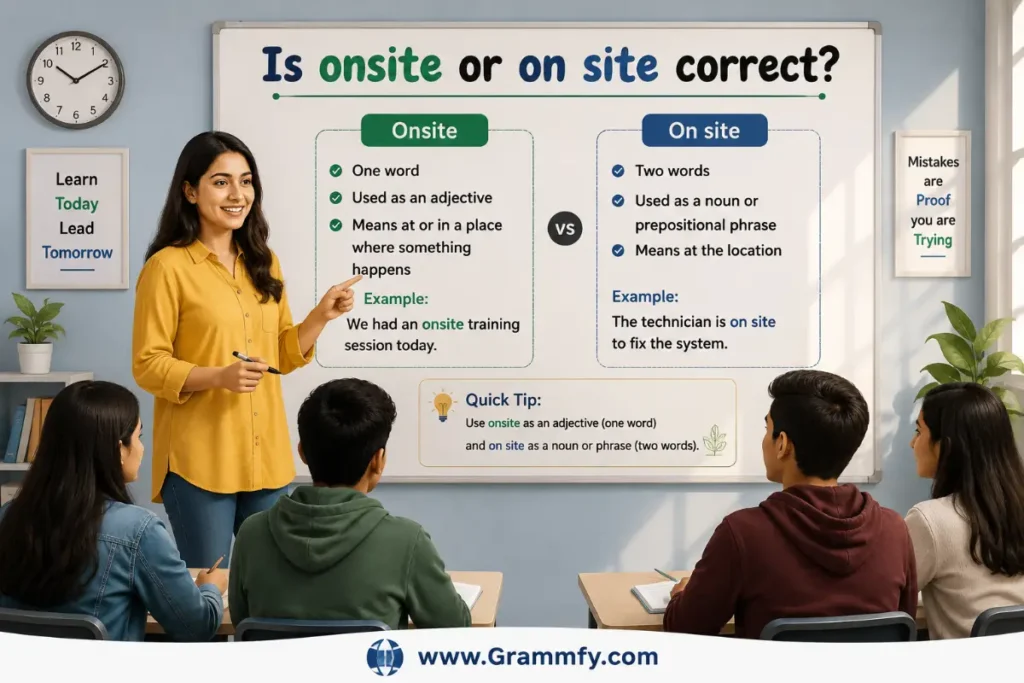 Is onsite or on site correct?