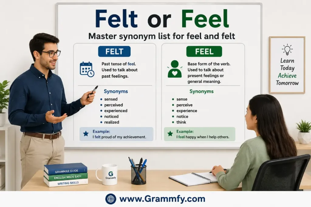 Master synonym list for feel and felt