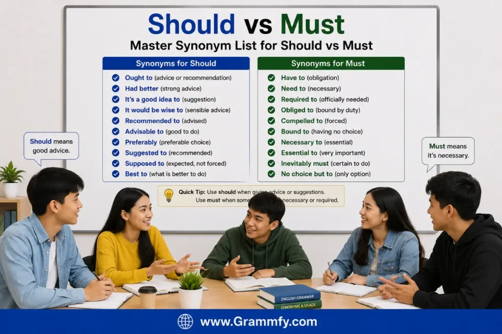 Master Synonym List for Should vs Must
