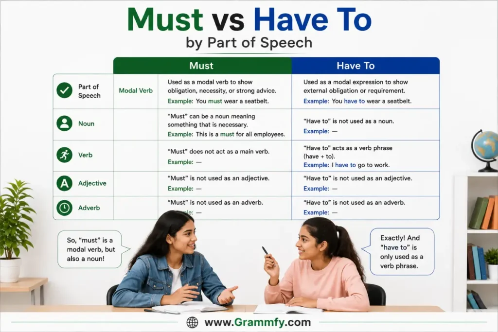 Must vs Have To by Part of Speech