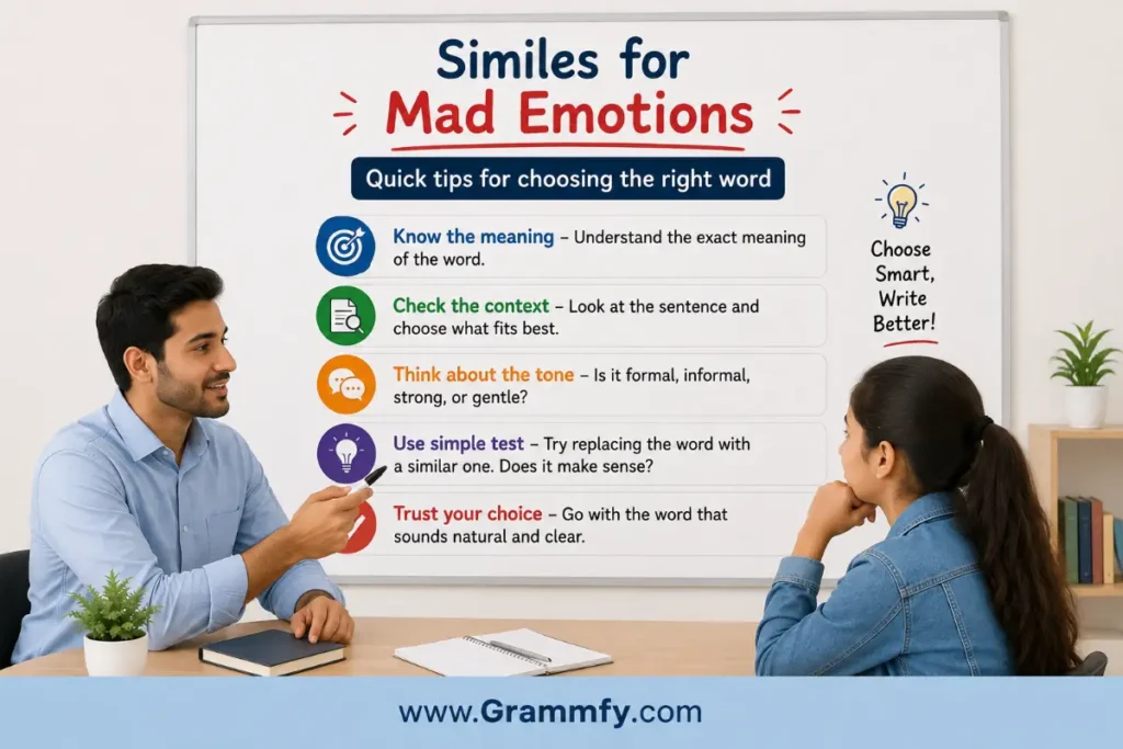 Quick tips for choosing the right Similes for Mad Emotions