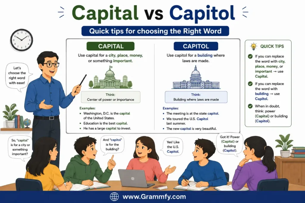 Quick tips for choosing the Right Word "Capital vs Capitol"