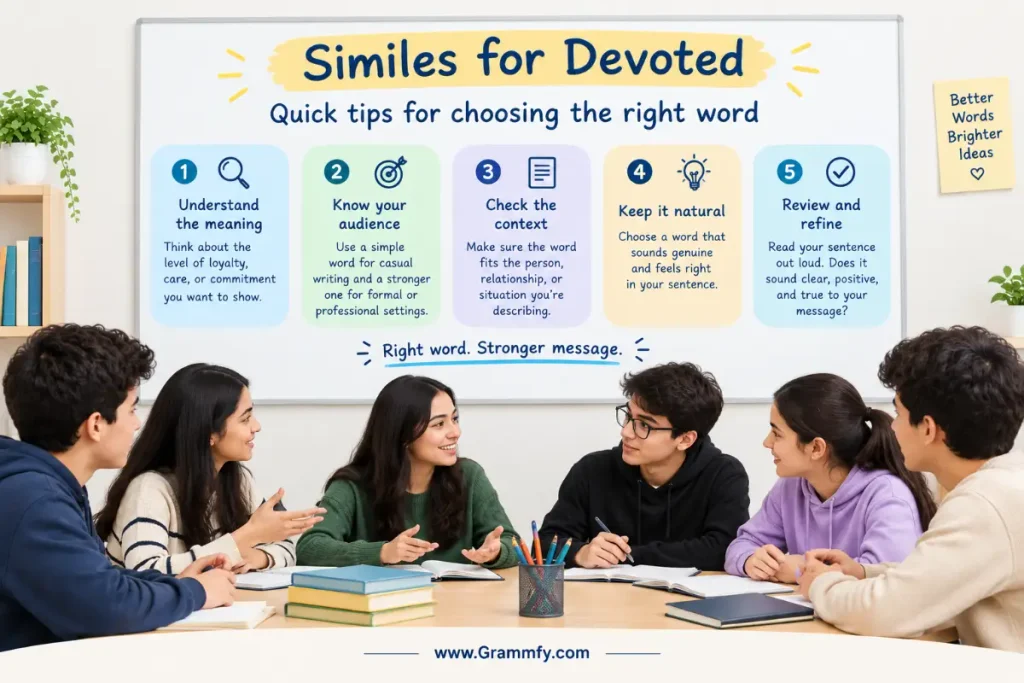 Quick tips for choosing the right word "Similes for Devoted"