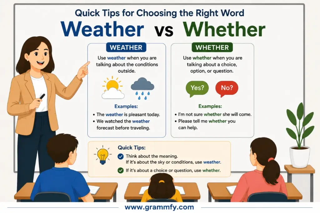 Quick Tips for Choosing the Right Word "Weather vs Whether"