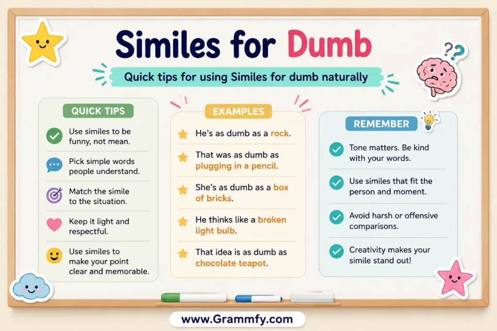 Quick tips for using Similes for dumb naturally