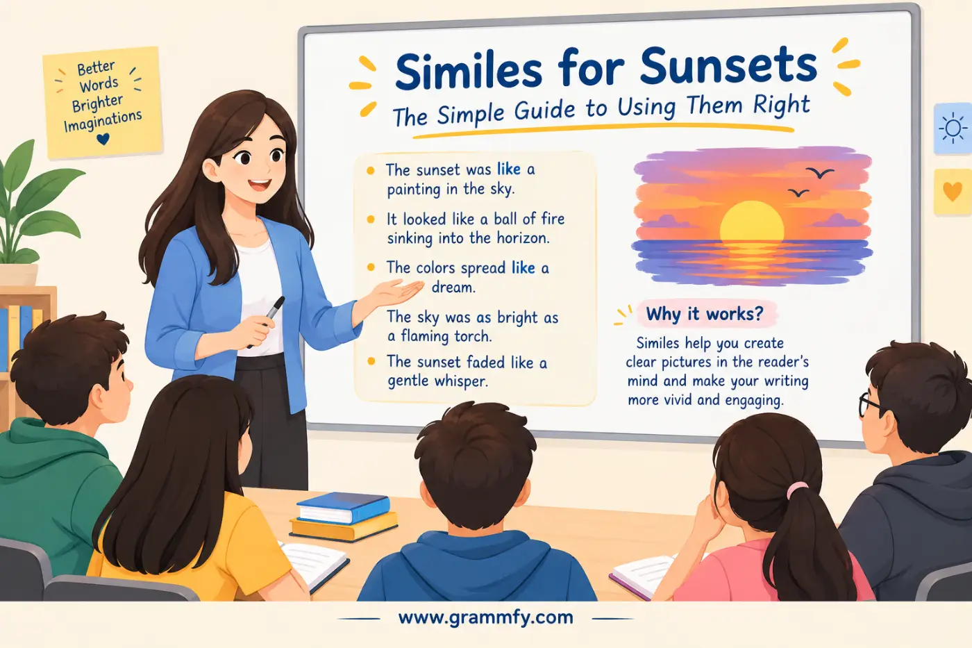 similes for sunsets