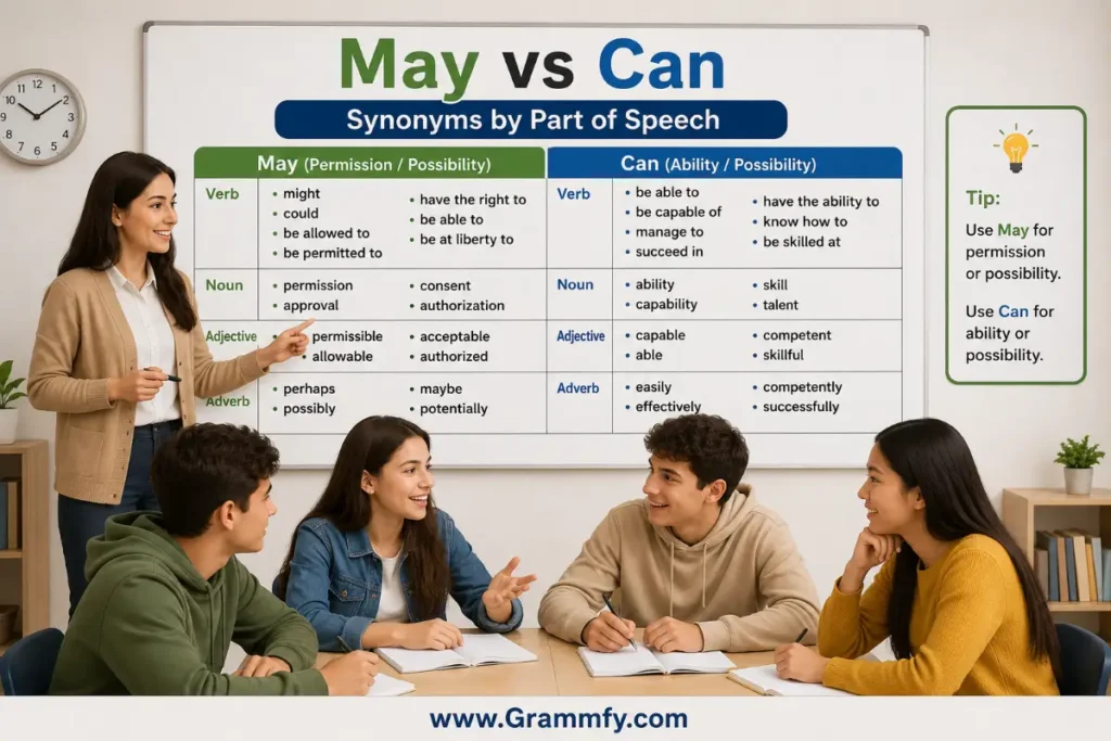 Synonyms by part of speech
