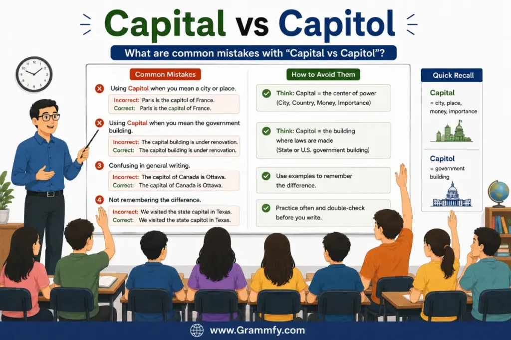 What are common mistakes with "Capital vs Capitol"?
