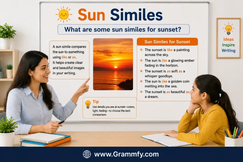 What are some sun similes for sunset?