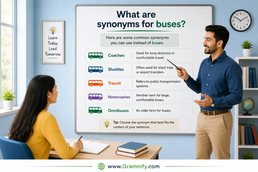 What are synonyms for buses?