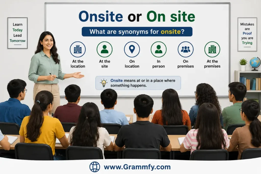 What are synonyms for onsite?