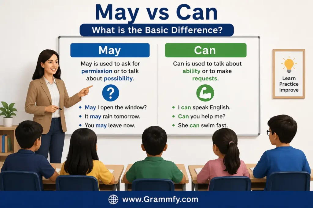 What is the basic difference between May vs Can?