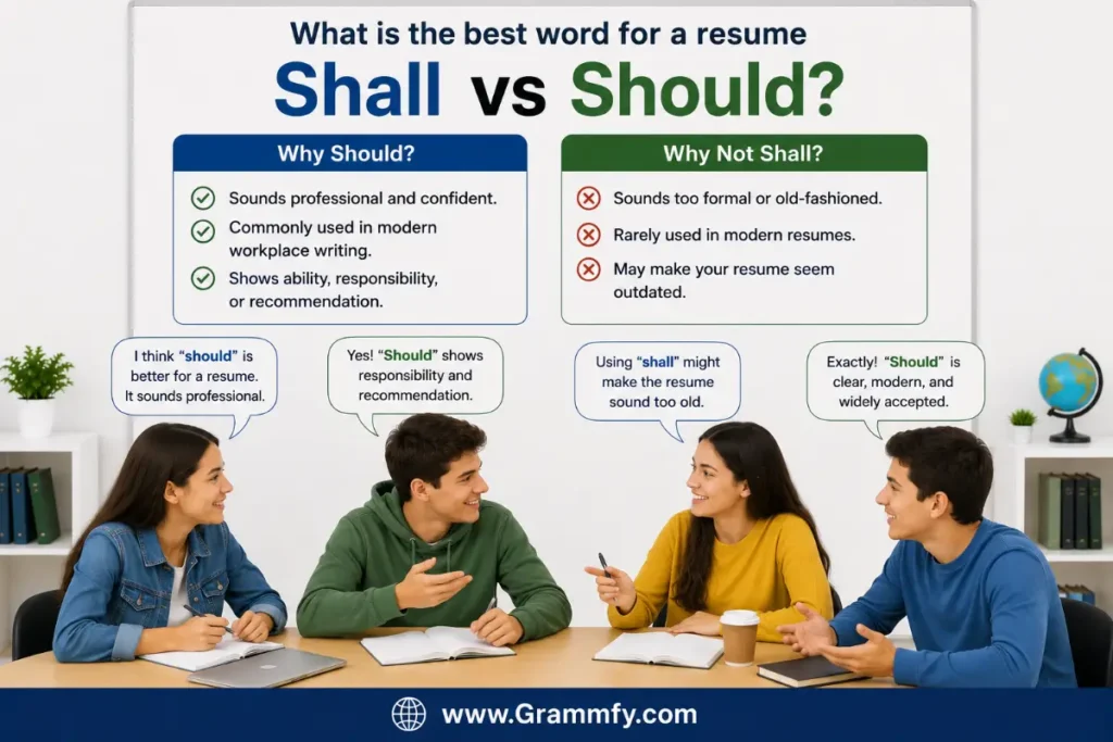 What is the best word for a resume "Shall vs Should"?