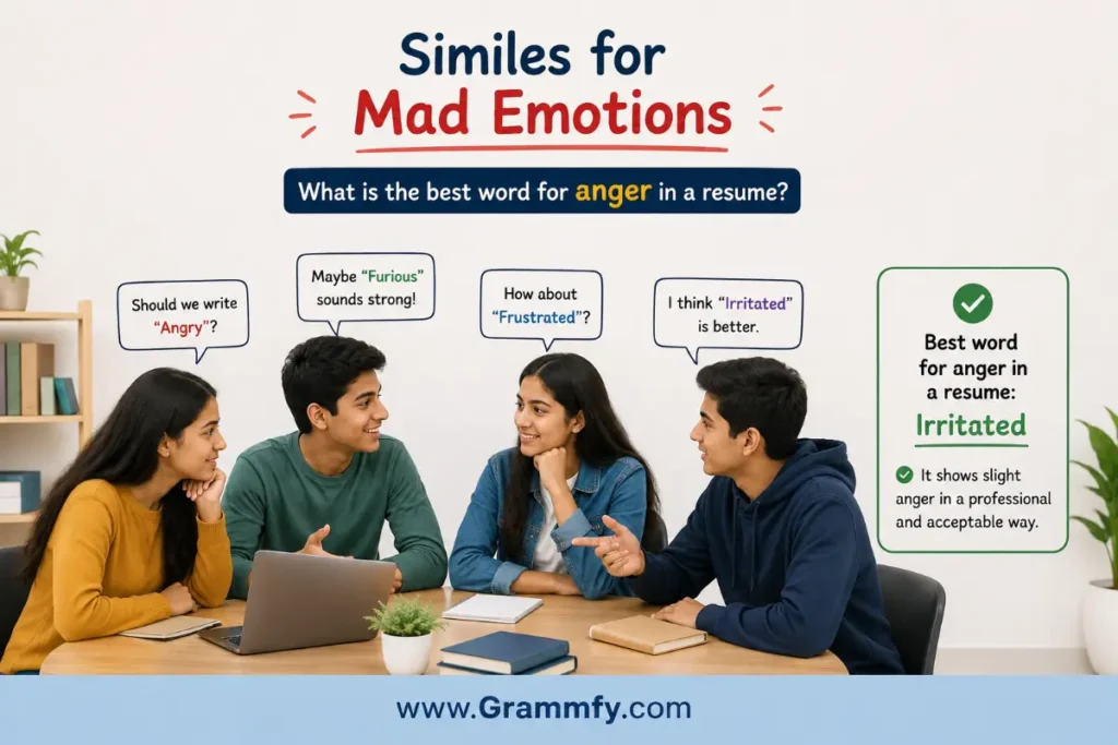 What is the best word for anger in a resume?