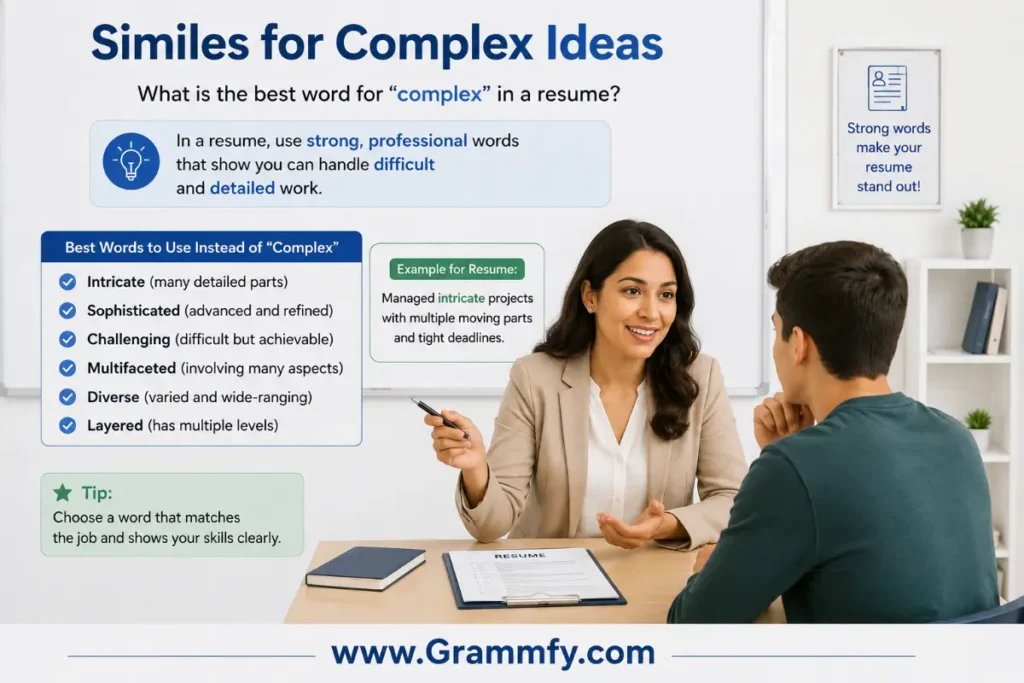 What is the best word for “complex” in a resume?