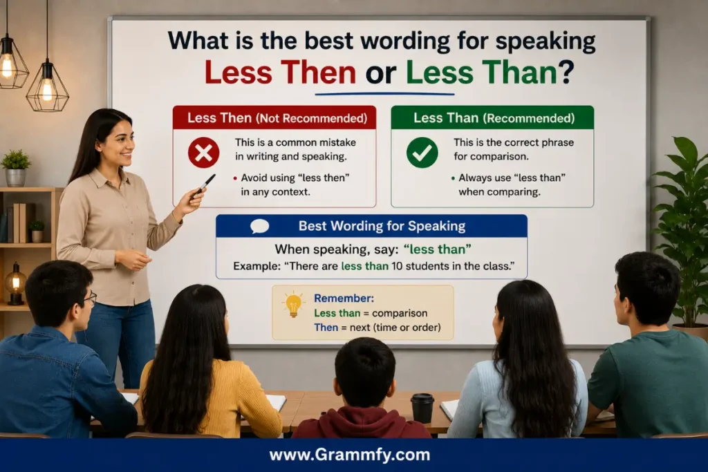 What is the best wording for speaking "Less Then or Less Than"?
