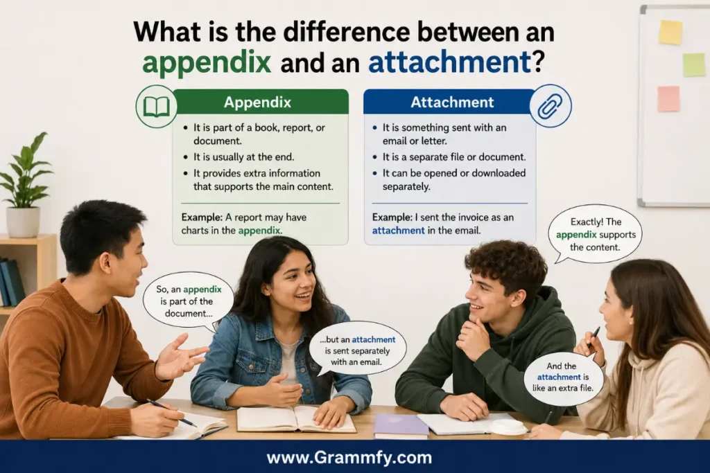 What is the difference between an appendix and an attachment?