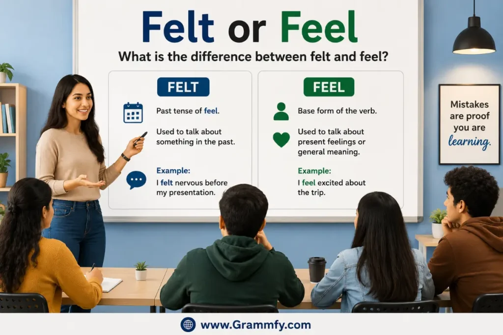 What is the difference between felt and feel?
