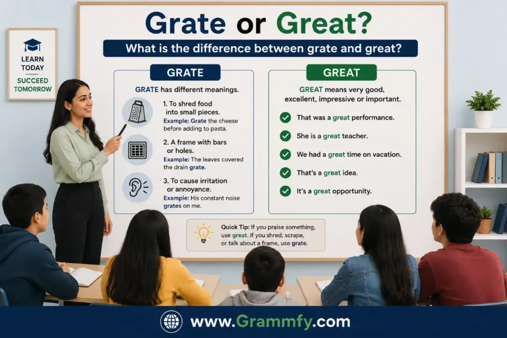 What is the difference between grate and great?