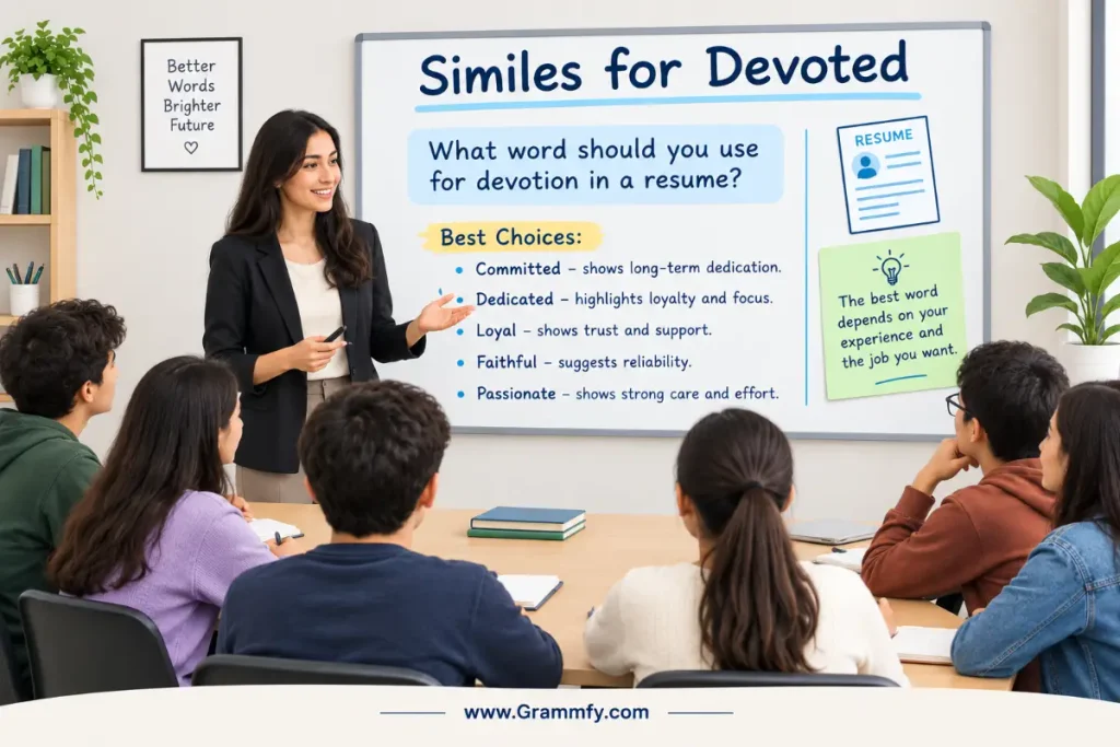What word should you use for devotion in a resume?