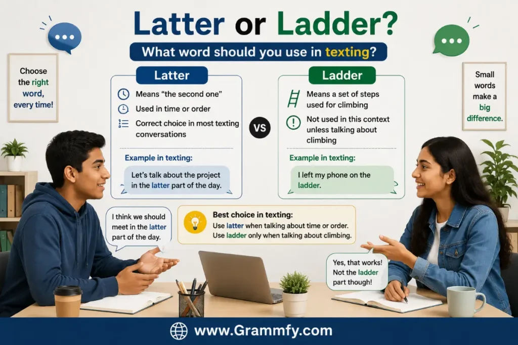 What word should you use in texting Latter or Ladder?