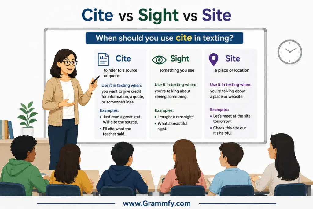When should you use cite in texting?