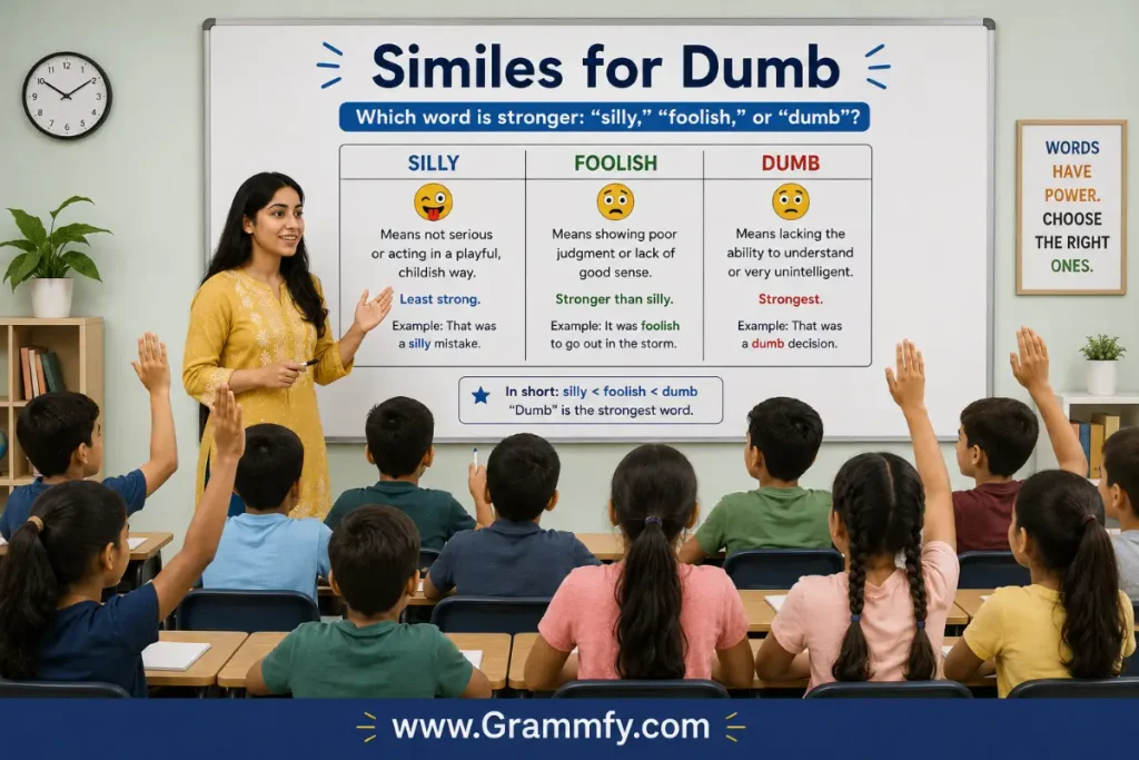 Which word is stronger: “silly,” “foolish,” or “dumb”?