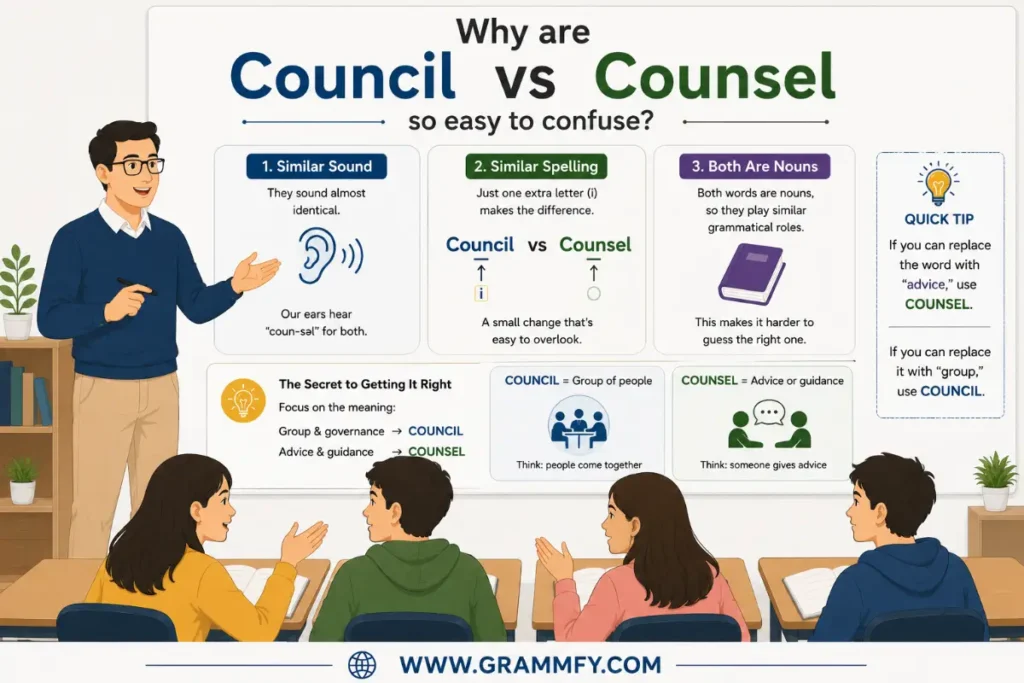 Why are "Council vs Counsel" so easy to confuse?