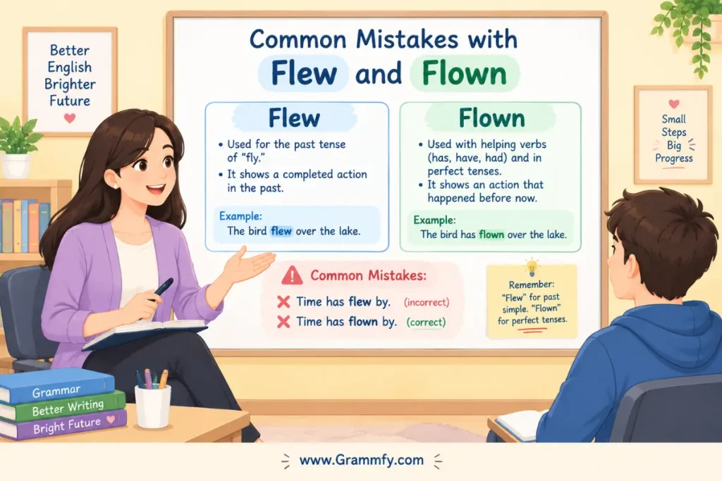 Common mistakes with flew and flown