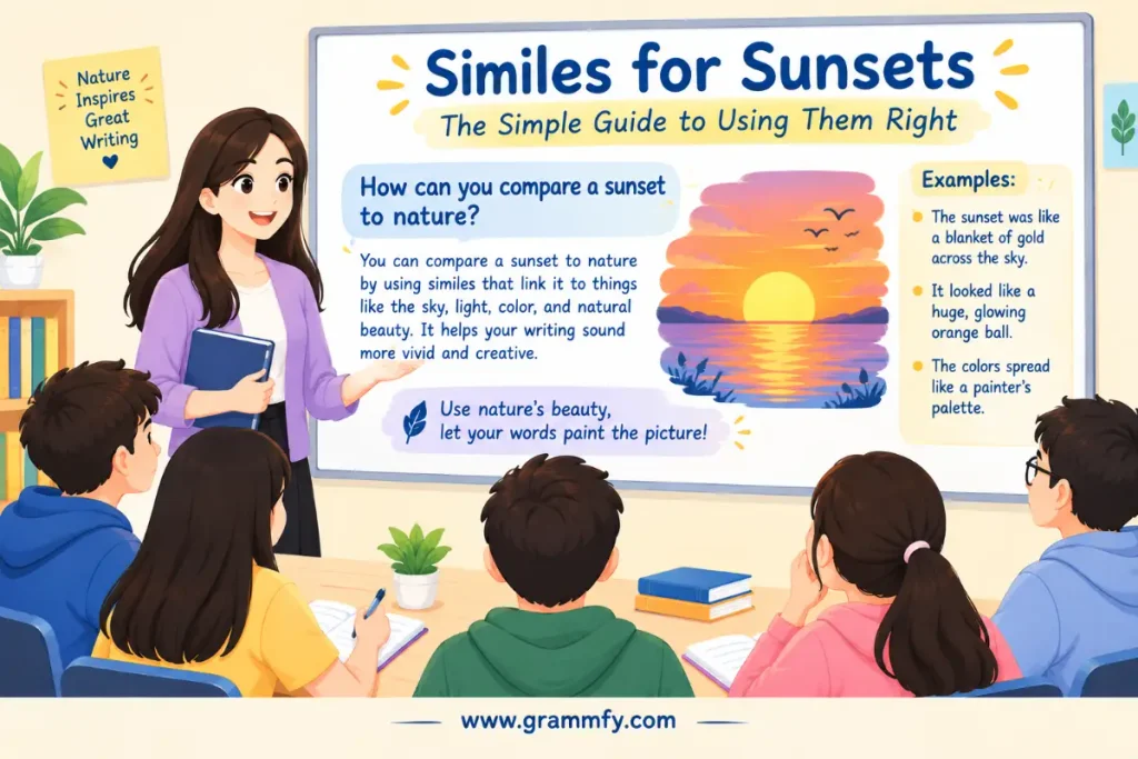 How can you compare a sunset to nature?