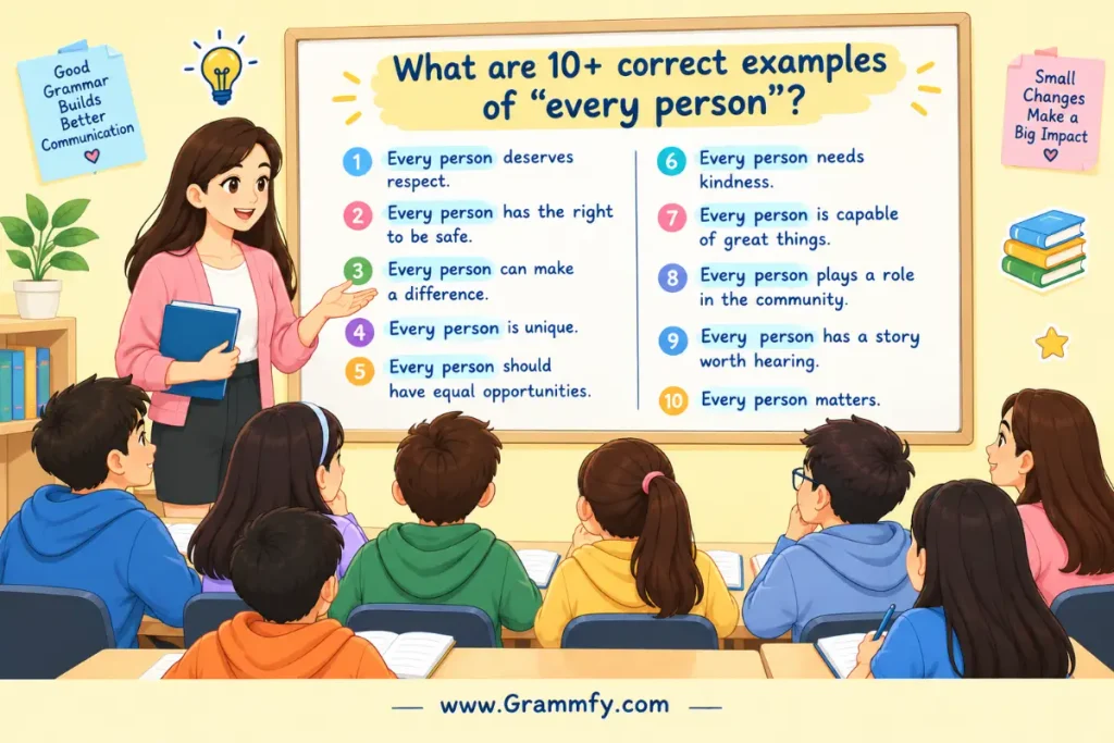 What are 10+ correct examples of “every person”?
