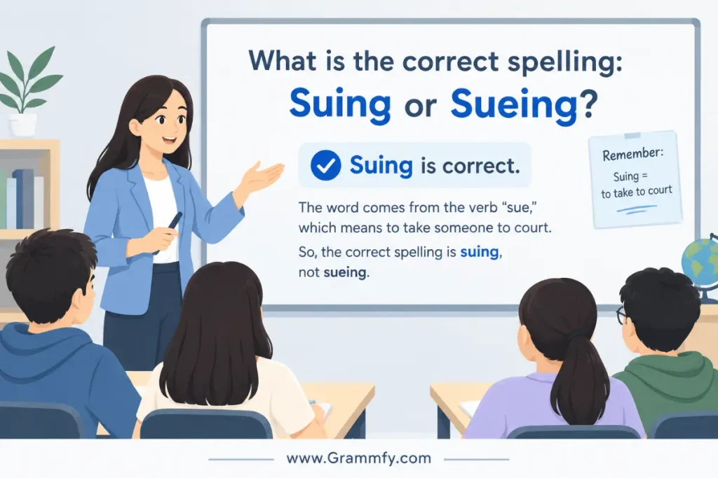 What is the correct spelling: Suing or Sueing?