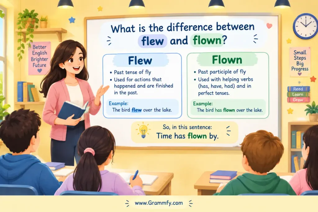 What is the difference between flew and flown?