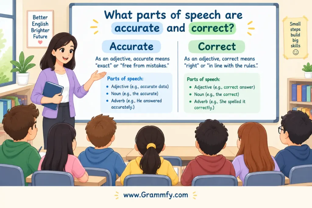 What parts of speech are accurate and correct?