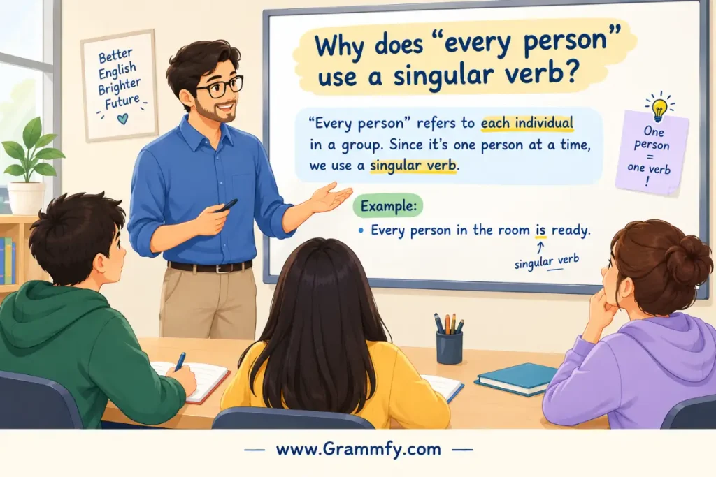 Why does “every person” use a singular verb?