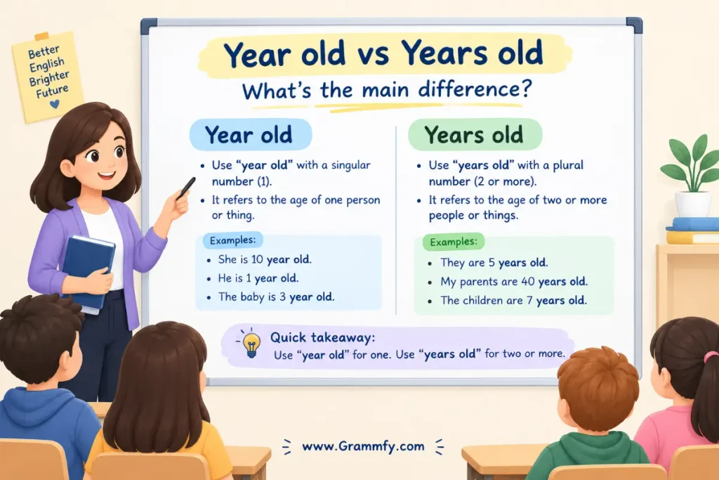 Year old vs Years old: What's the main difference?