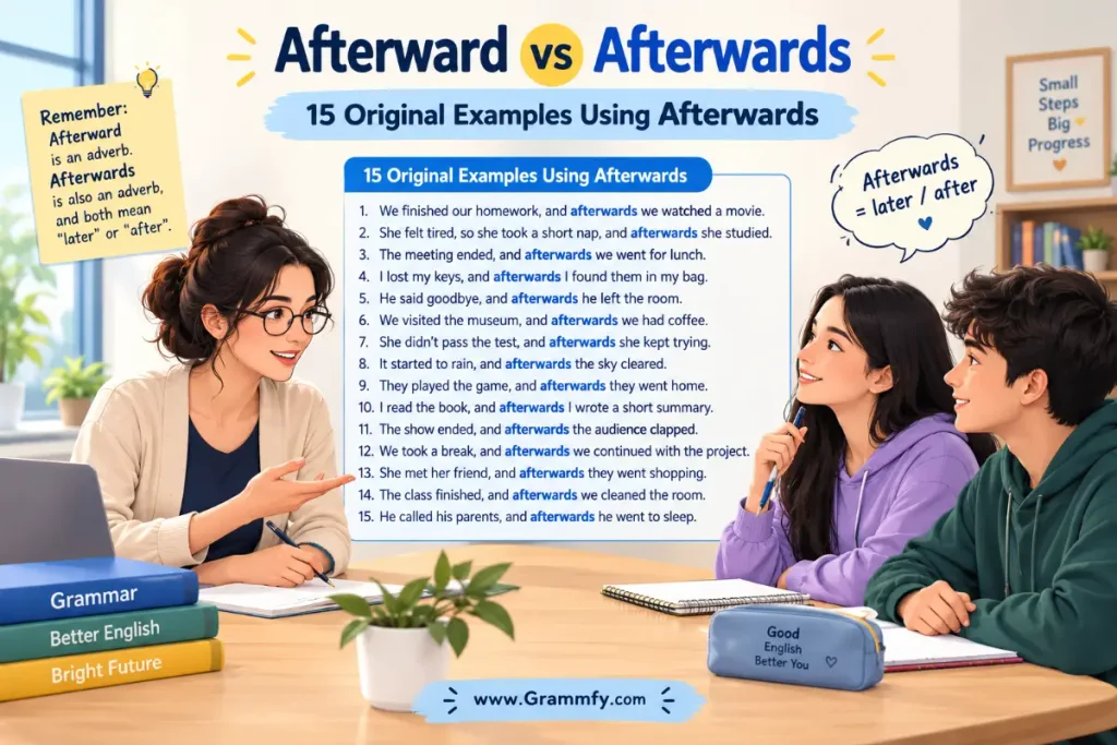 15 original examples using afterwards