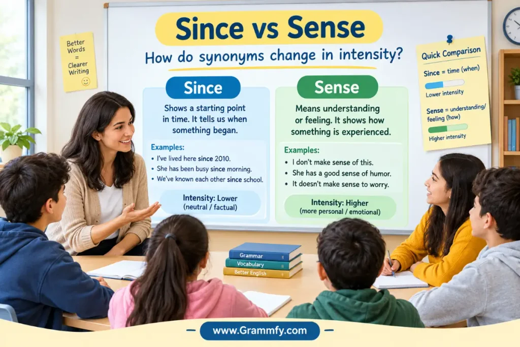 How do synonyms change in intensity?