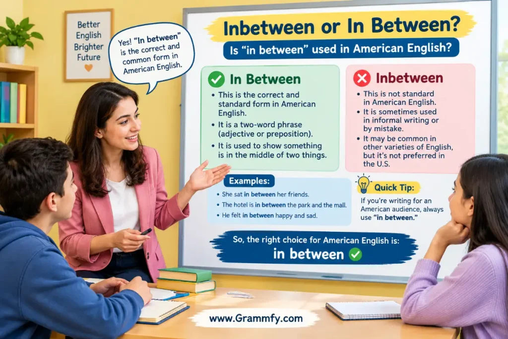 Is “in between” used in American English?