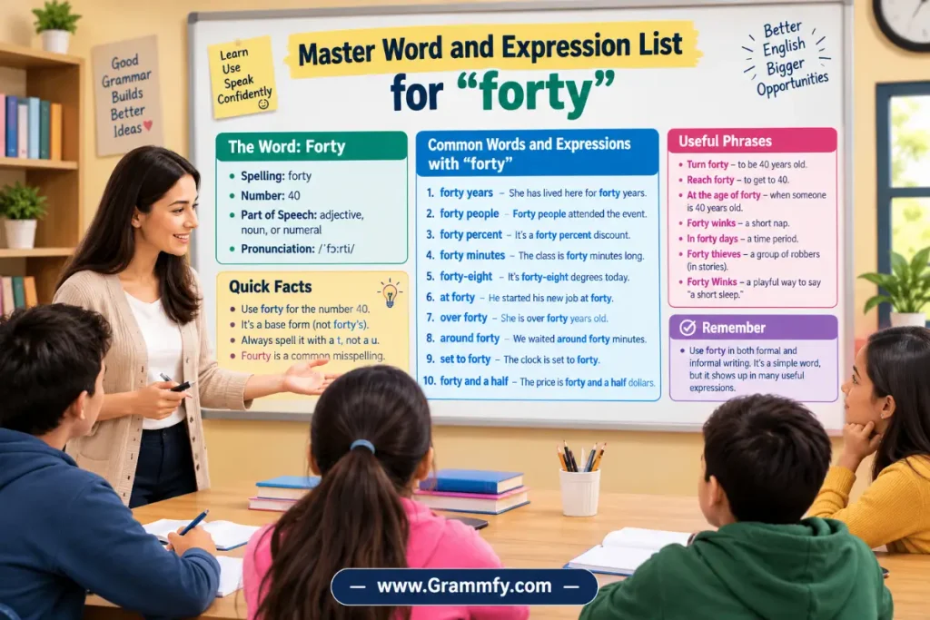 Master word and expression list for “forty”