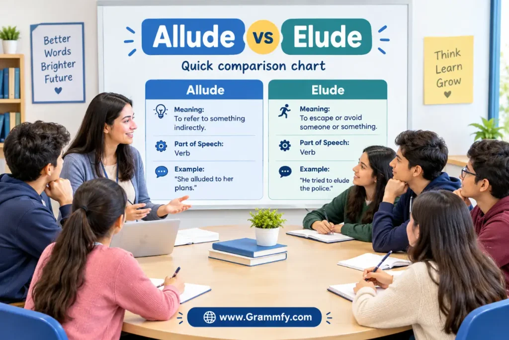 Quick comparison chart about  Allude vs Elude